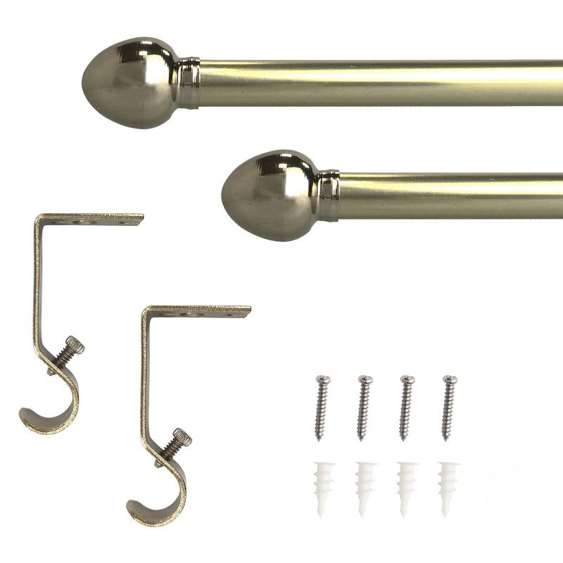 5/8" Drapery Single Curtain Rod Set with Acorn finials_Soft Gold/Brushed Nickel 2-PACK
