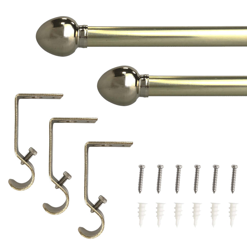 5/8" Drapery Single Curtain Rod Set with Acorn finials_Soft Gold/Brushed Nickel 2-PACK