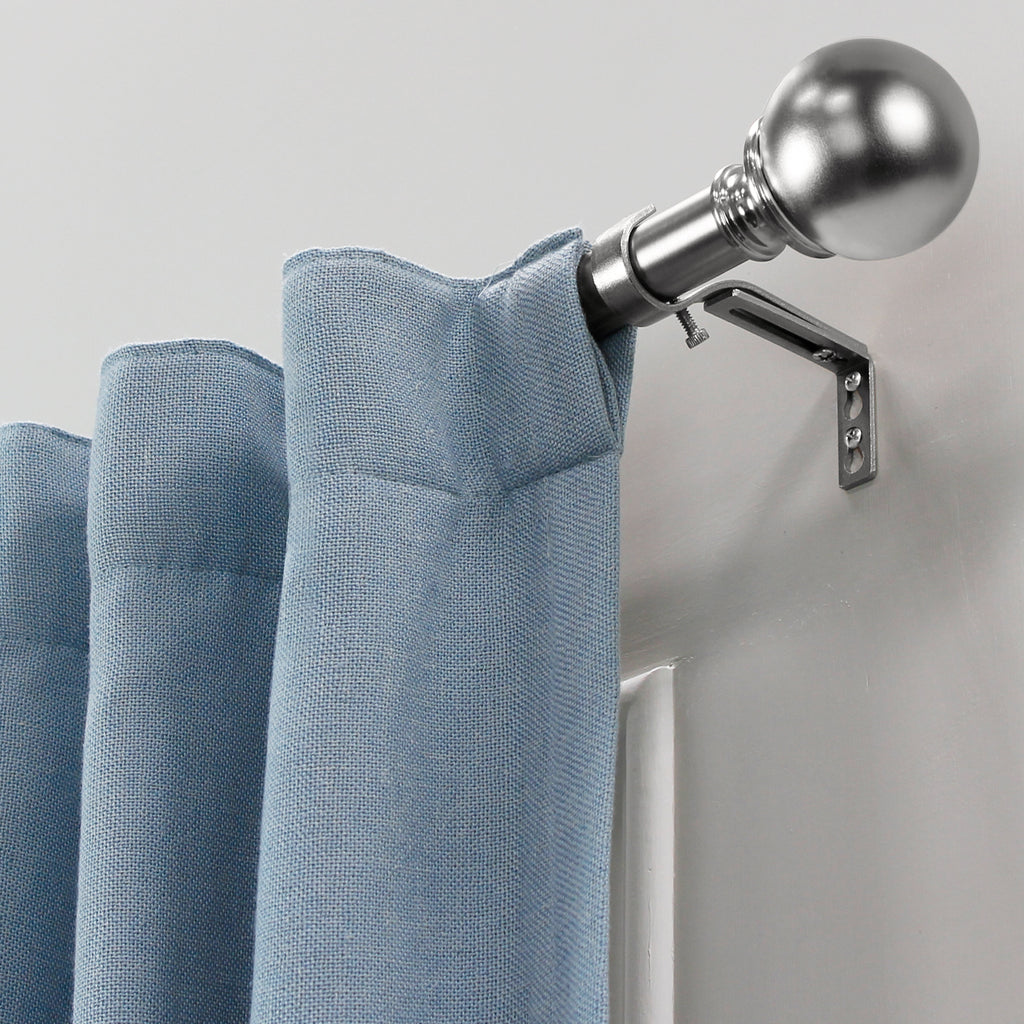 1" Drapery Single Curtain Rod Set with Decorative Ball finials_Brushed Nickel
