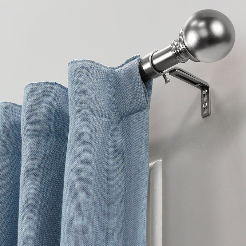 1" Drapery Single Curtain Rod Set with Decorative Ball finials_Brushed Nickel