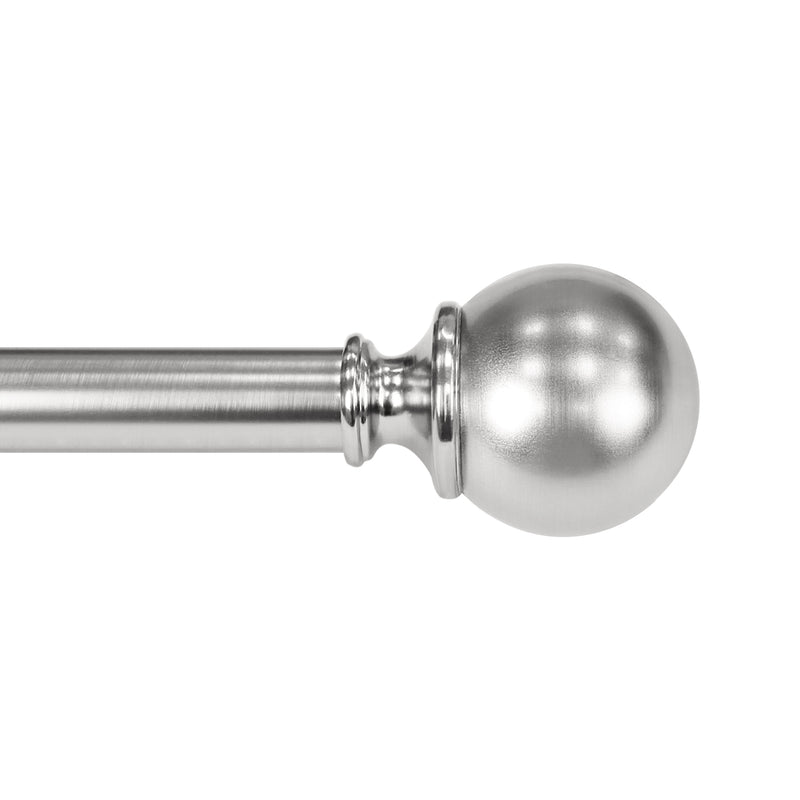 1" Drapery Single Curtain Rod Set with Decorative Ball finials_Brushed Nickel