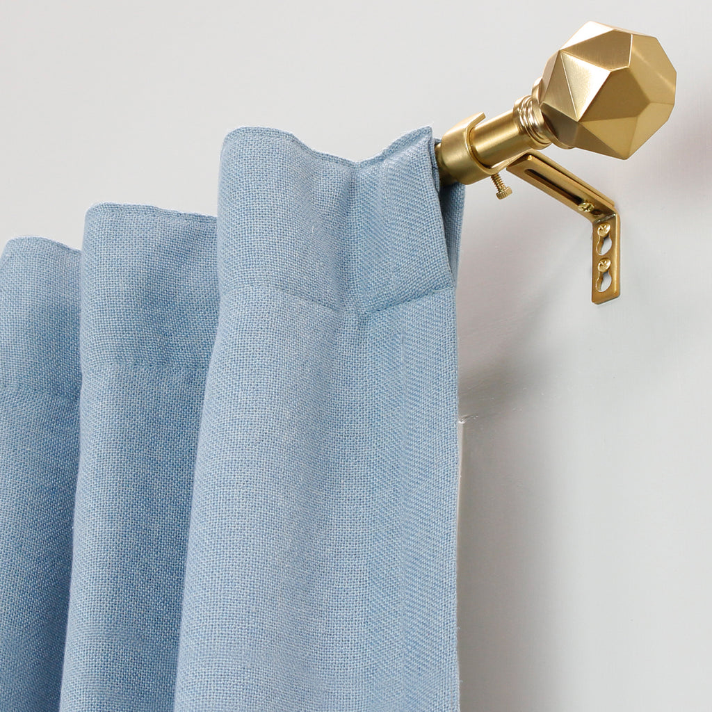 3/4" Drapery Single Curtain Rod Set with Geometric Finials_Champagne