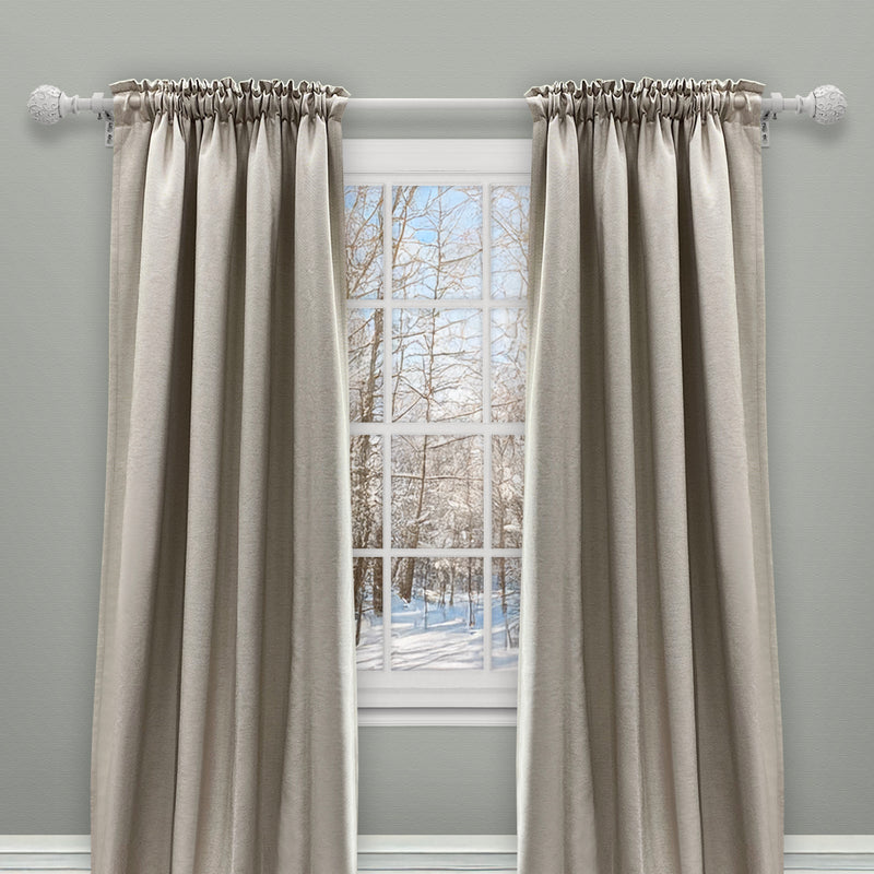3/4" Drapery Single Curtain Rod Set with Farmhouse Ball Finials_White