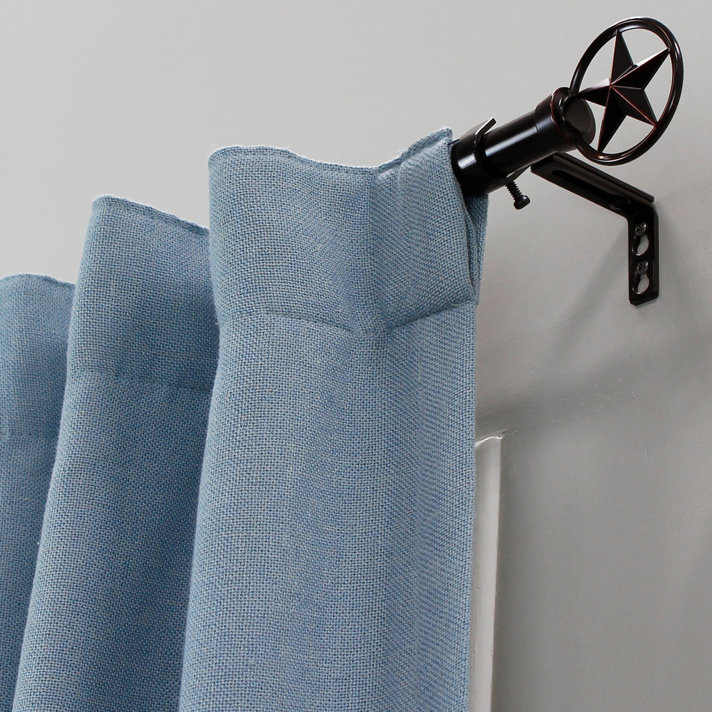 3/4" Drapery Single Curtain Rod Set with Star Finials_Oil-Rubbed Bronze