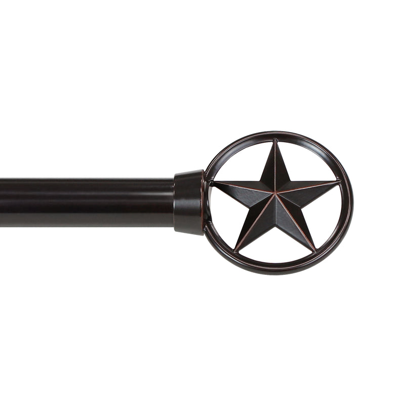 3/4" Drapery Single Curtain Rod Set with Star Finials_Oil-Rubbed Bronze