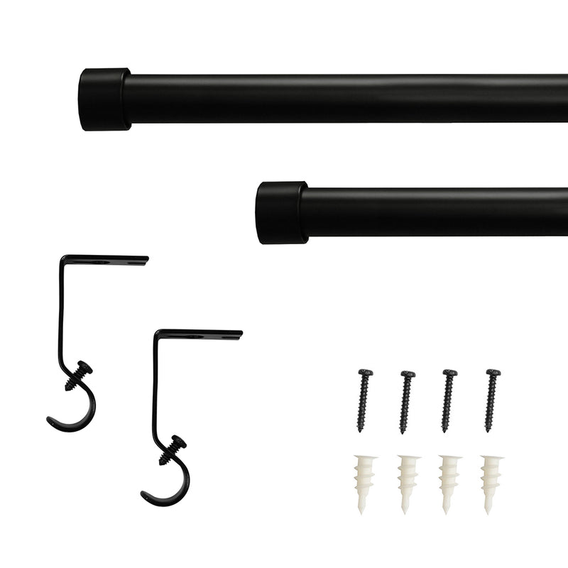 5/8" Single Curtain Rod Set with End Cap Finials_Brushed Nickel/Matte Black