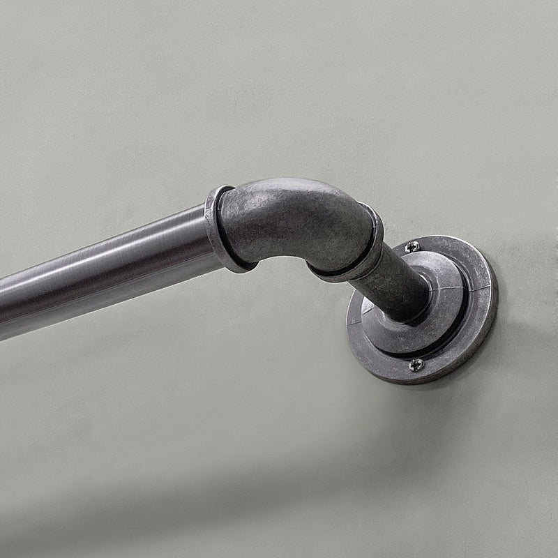 1" Metal Industrial Pipe Curtain Rod, Matte Black/Antique Pewter, 36-72" & 72-144"