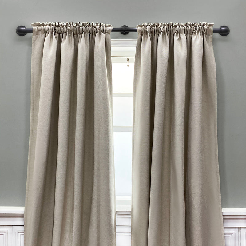 1" Metal Industrial Pipe Curtain Rod, Matte Black/Antique Pewter, 36-72" & 72-144"