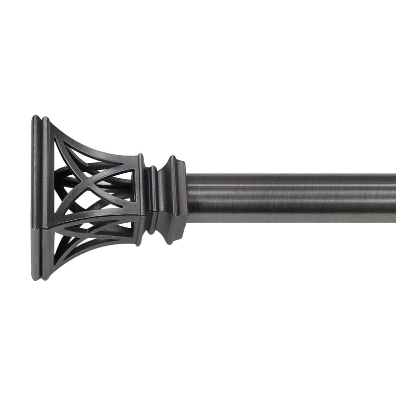 3/4" Drapery Single Curtain Rod Set with Square Cage Finials_Gunmetal