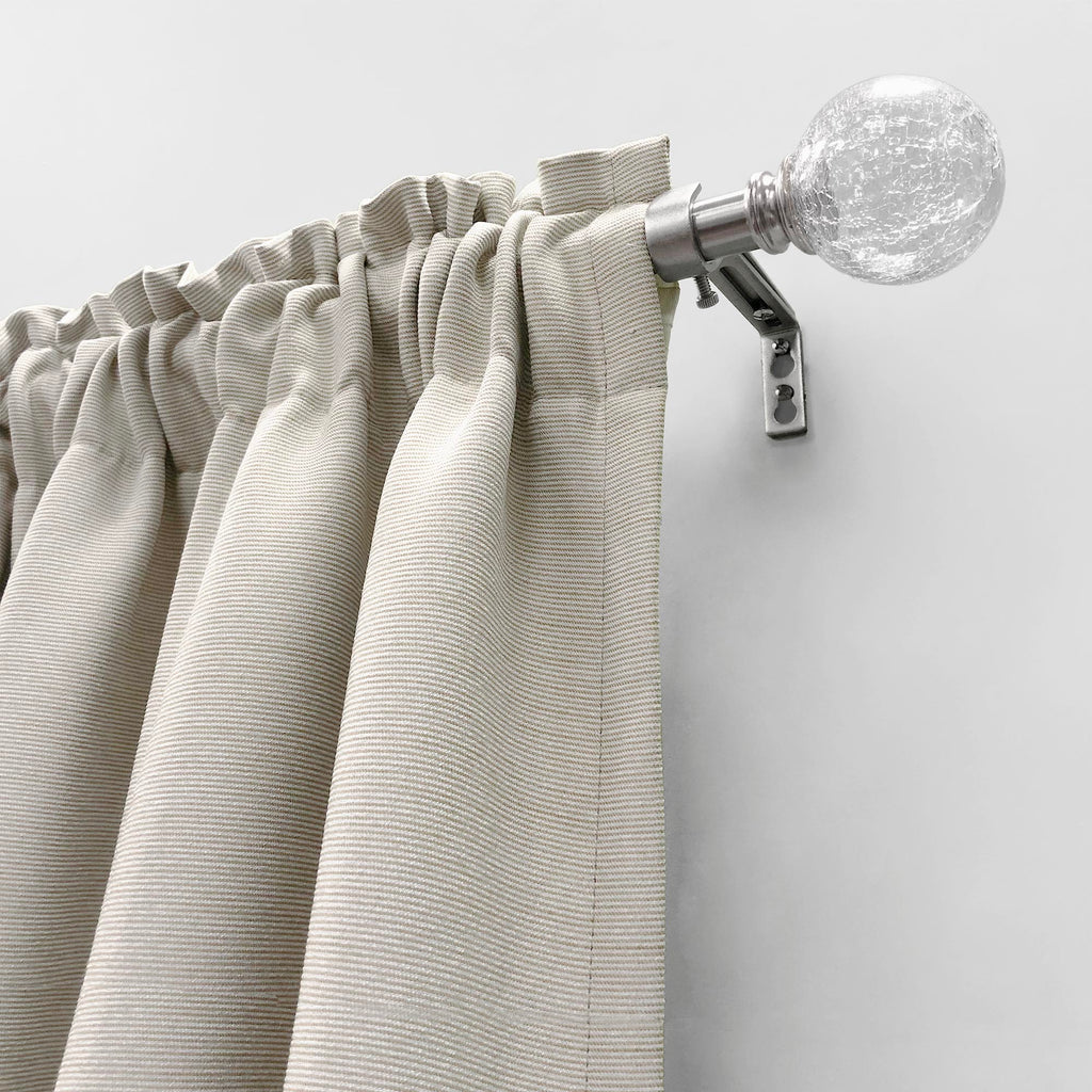 3/4" Drapery Single Curtain Rod Set with Crackled Ball Finials_Brushed Nickel