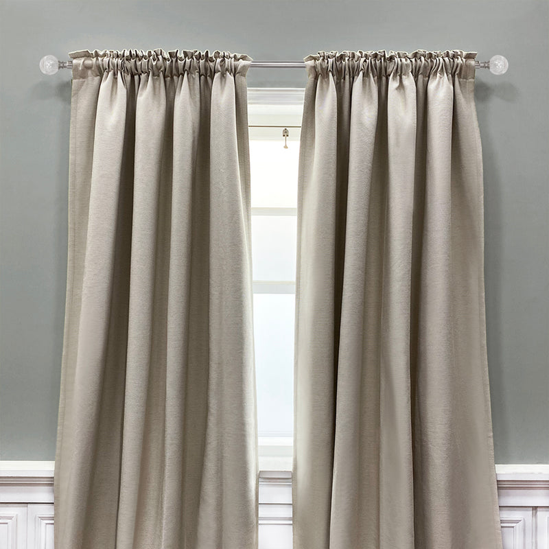 3/4" Drapery Single Curtain Rod Set with Crackled Ball Finials_Brushed Nickel