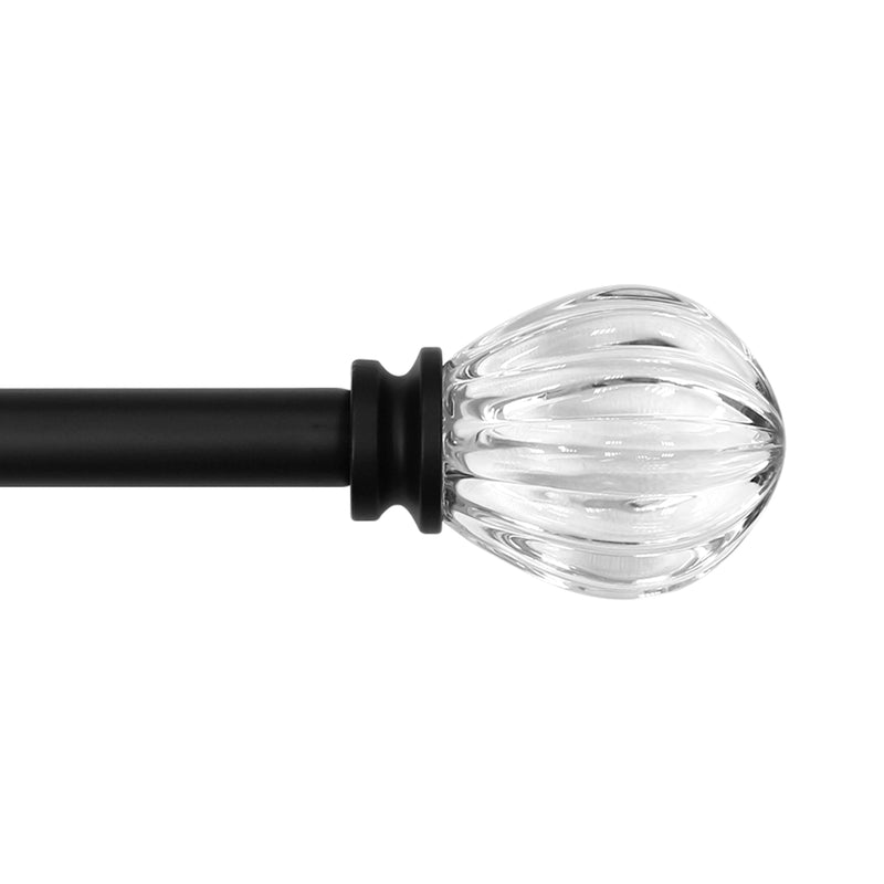 5/8" Drapery 28"-48" Single Curtain Rod Set with Acrylic Pumpkin Finials_Matte Black