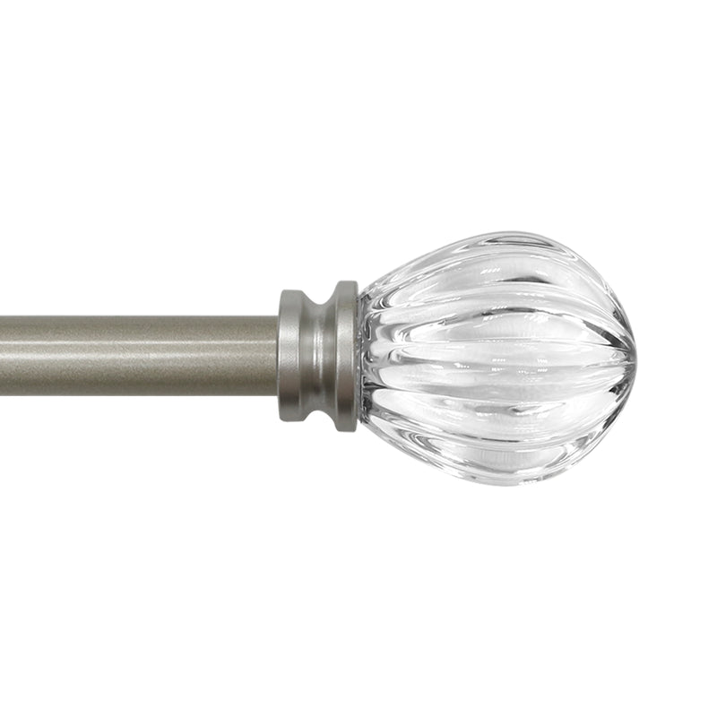 5/8" Drapery 28"-48" Single Curtain Rod Set with Acrylic Pumpkin Finials_Silver