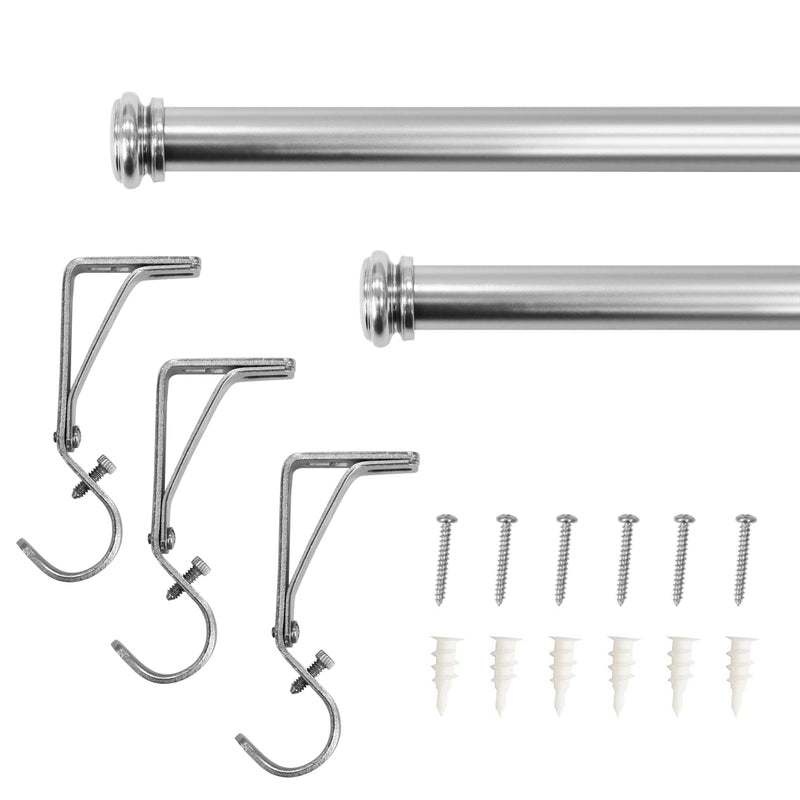 1" Drapery Single Curtain Rod Set with End Cap finials