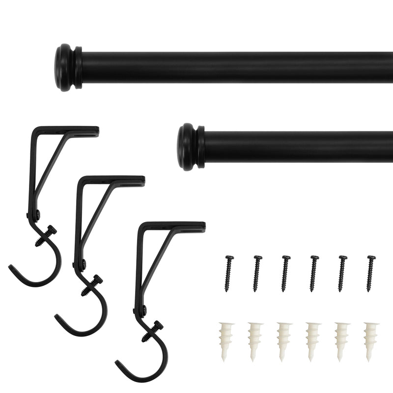 1" Drapery Single Curtain Rod Set with End Cap finials