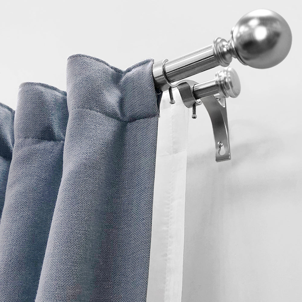 3/4" & 1" Drapery Double Curtain Rod Set with ball & end cap finials_Brushed Nickel