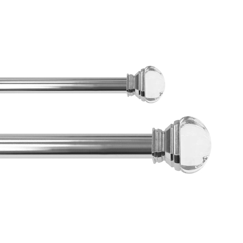 3/4" & 1" Drapery Double Curtain Rod Set with Crystal Square finials_Brushed Nickel