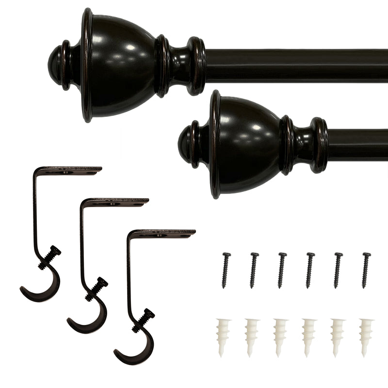 5/8" Drapery Single Curtain Rod Set with Decorative Urn Finials_Oil Rubbed Bronze