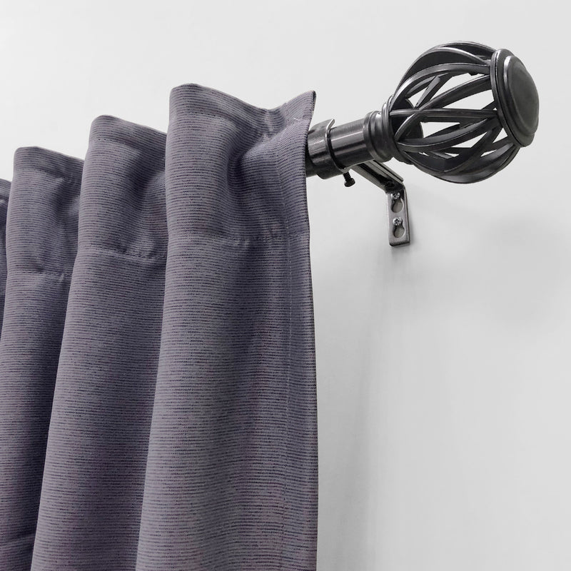 1" Drapery Single Curtain Rod Set with Decorative Cage finials_Gunmetal