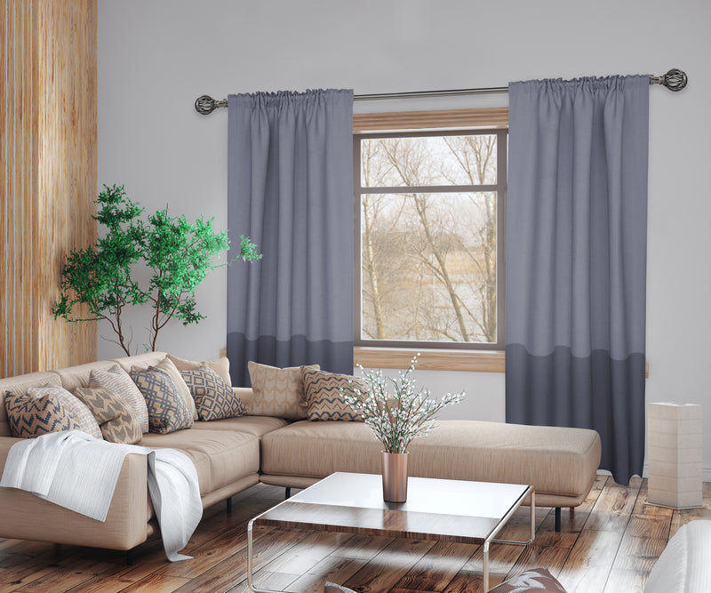 1" Drapery Single Curtain Rod Set with Decorative Cage finials_Gunmetal