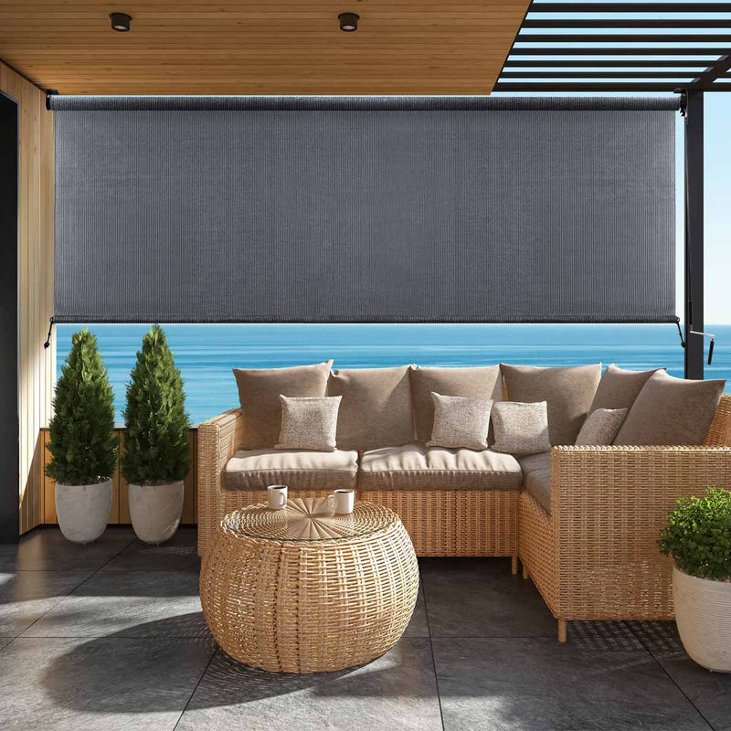 Lumi Outdoor Roll-Up Shade – Crank Operated – UV Protection, Weather-Resistant – Exterior Roller Blind for Patio, Balcony, Garden