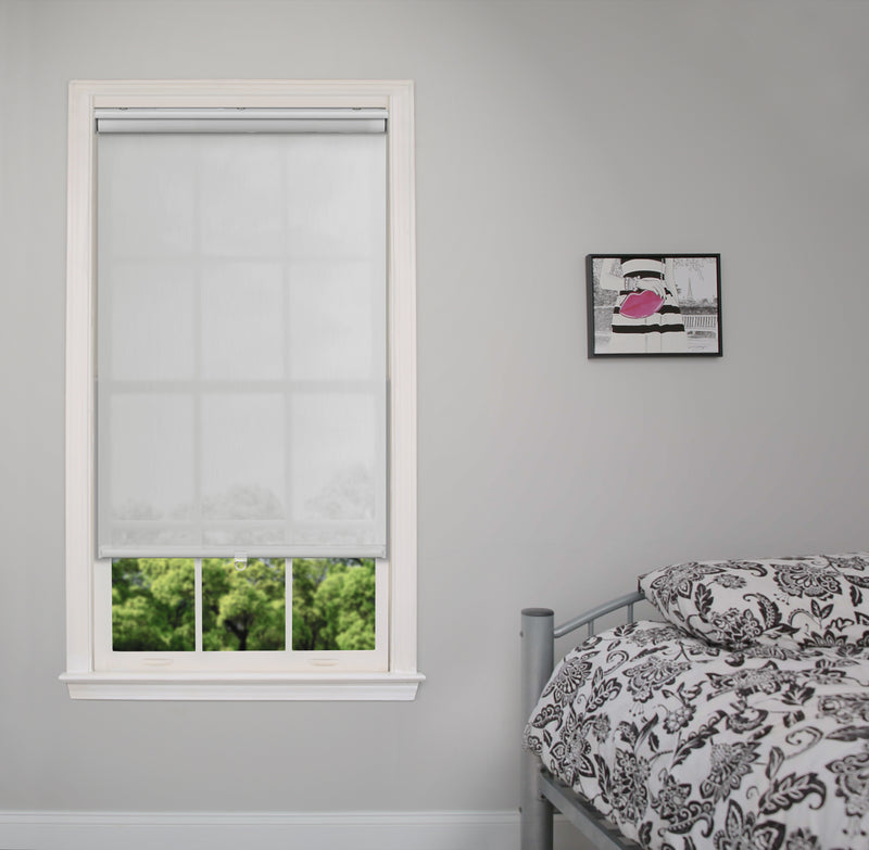 Gray Recycled Fabric Light Filtering Cordless Slow Release Roller Shade