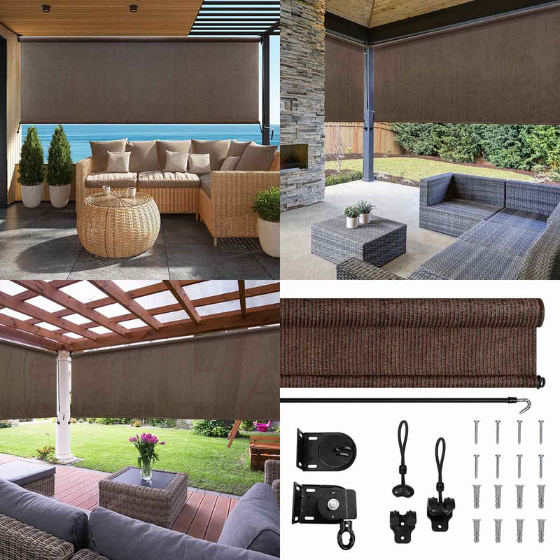 Lumi Outdoor Roll-Up Shade – Crank Operated – UV Protection, Weather-Resistant – Exterior Roller Blind for Patio, Balcony, Garden