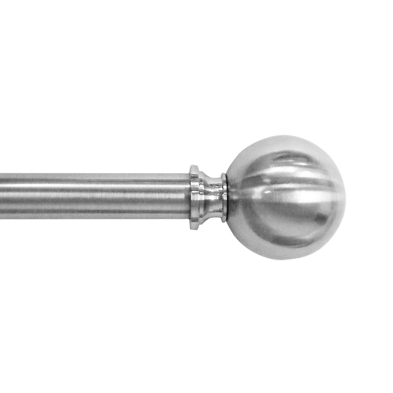 3/4" Drapery Single Curtain Rod Set with Classic Sphere Finials_Brushed Nickel