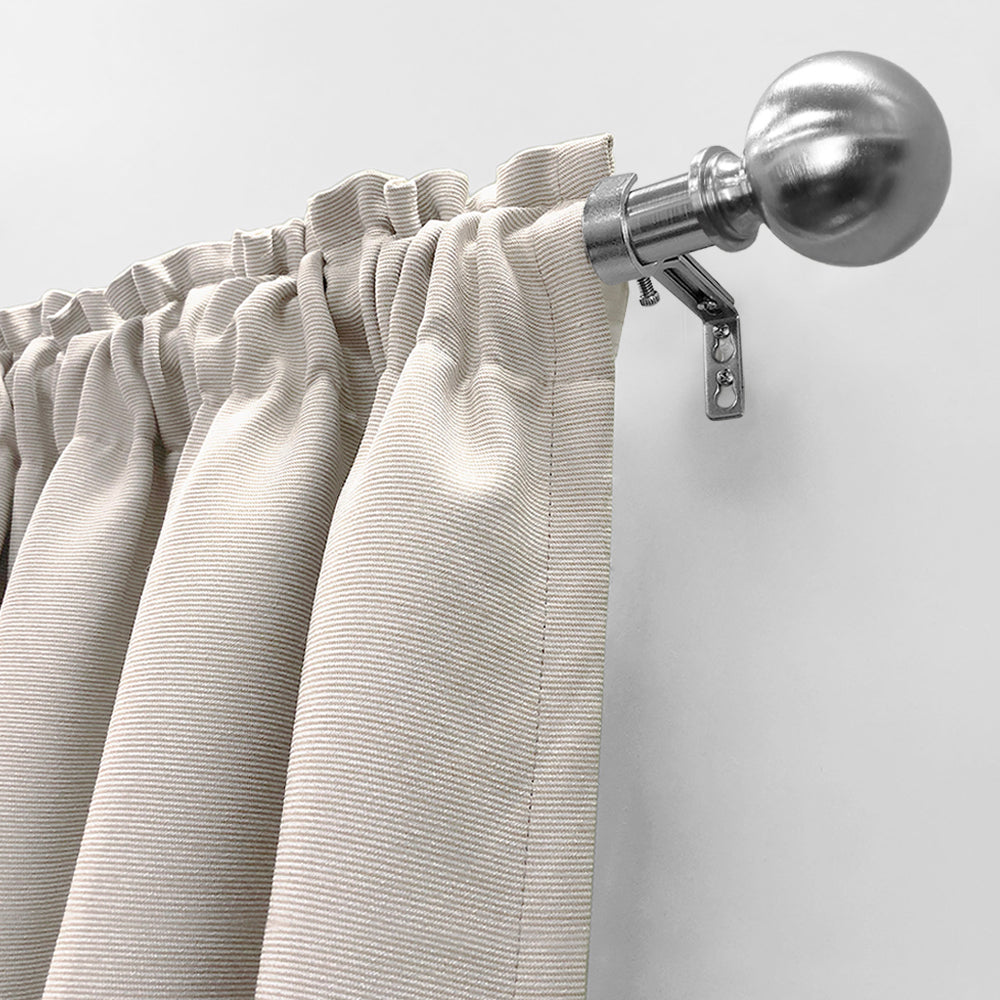 3/4" Drapery Single Curtain Rod Set with Classic Sphere Finials_Brushed Nickel