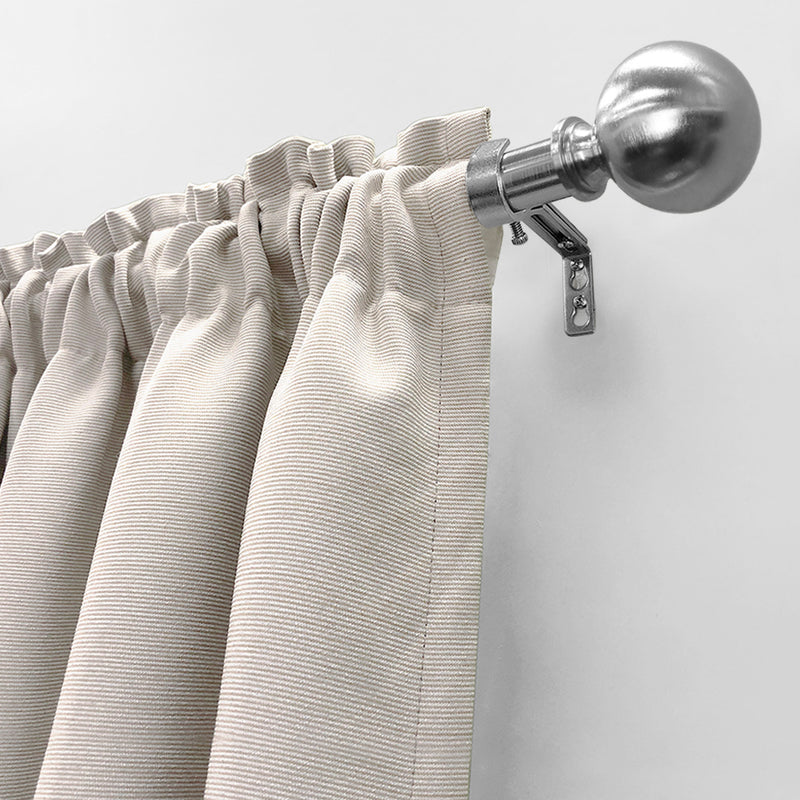 3/4" Drapery Single Curtain Rod Set with Classic Sphere Finials_Brushed Nickel