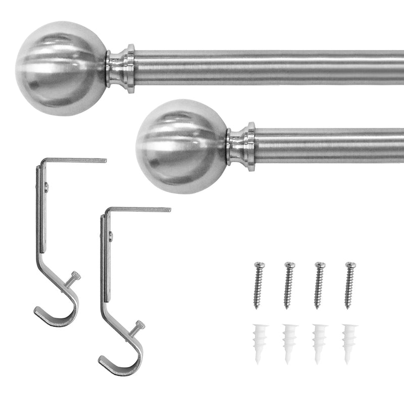 3/4" Drapery Single Curtain Rod Set with Classic Sphere Finials_Brushed Nickel