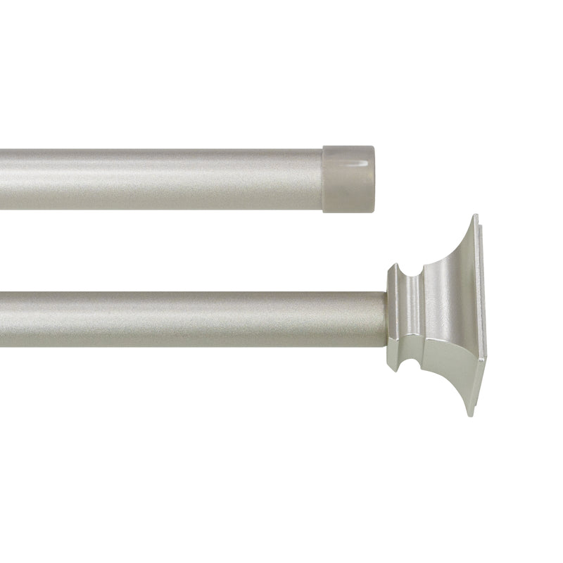 3/4" & 5/8" Drapery Double Curtain Rod Set with End Cap finials_Silver