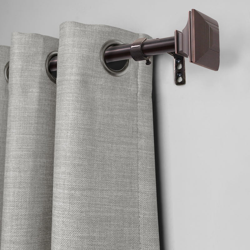 3/4" Drapery Single Curtain Rod Set with Square Finials_Oil Rubbed Bronze