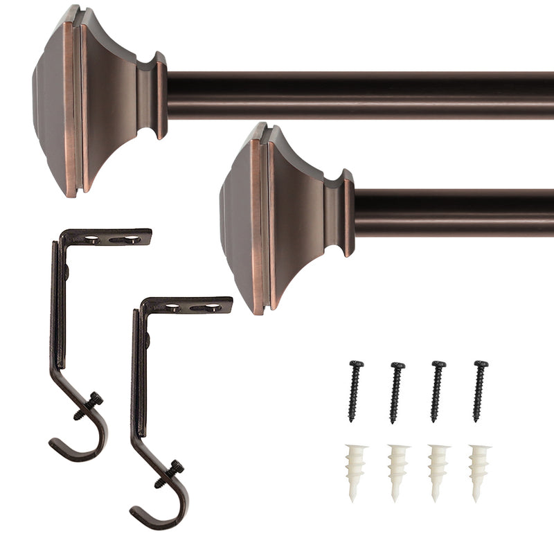 3/4" Drapery Single Curtain Rod Set with Square Finials_Oil Rubbed Bronze