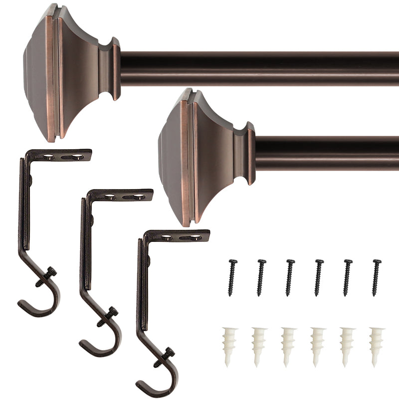 3/4" Drapery Single Curtain Rod Set with Square Finials_Oil Rubbed Bronze
