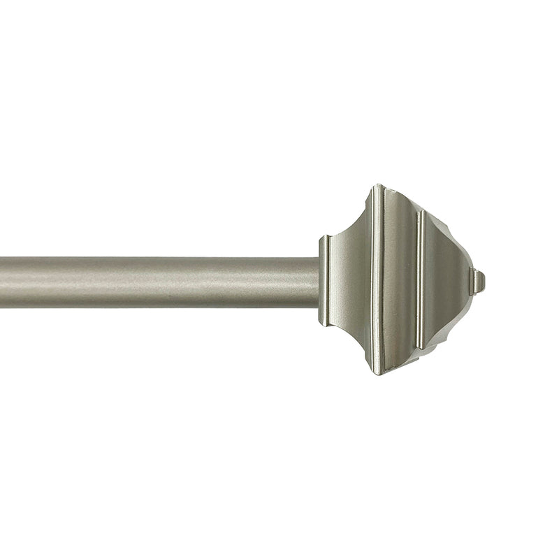 5/8" Drapery Single Curtain Rod Set with Decorative Square finials_Silver