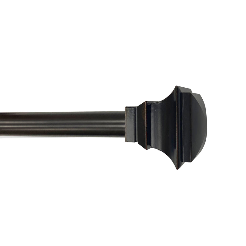 3/4" Drapery Single Curtain Rod Set with Classic Square Finials_ORB