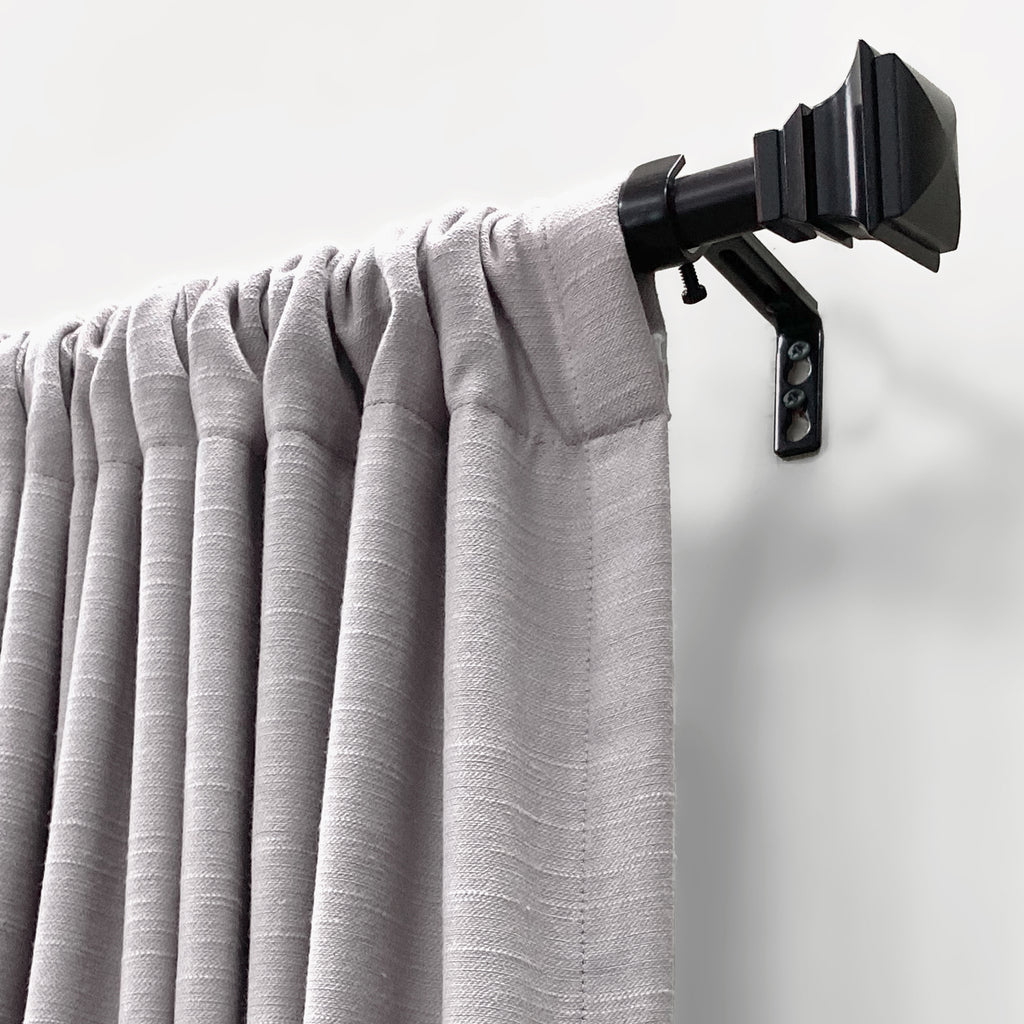 3/4" Drapery Single Curtain Rod Set with Classic Square Finials_ORB