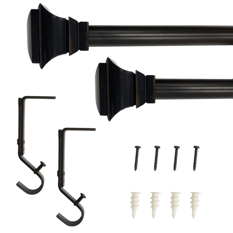 3/4" Drapery Single Curtain Rod Set with Classic Square Finials_ORB