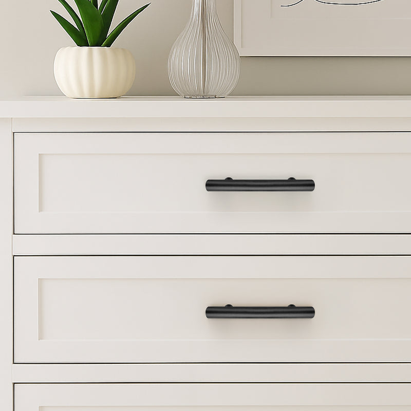 modern hardware for dresser Stainless Steel Cabinet Handle Pull – 5 Inch, Modern T-Bar Design, Brushed Finish, 3 Inch Hole Center 2-Pack / Black