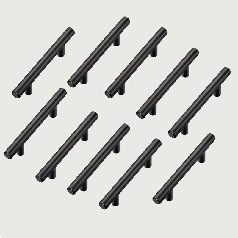 metal dresser handles Stainless Steel Cabinet Handle Pull – 5 Inch, Modern T-Bar Design, Brushed Finish, 3 Inch Hole Center 2-Pack / Black
