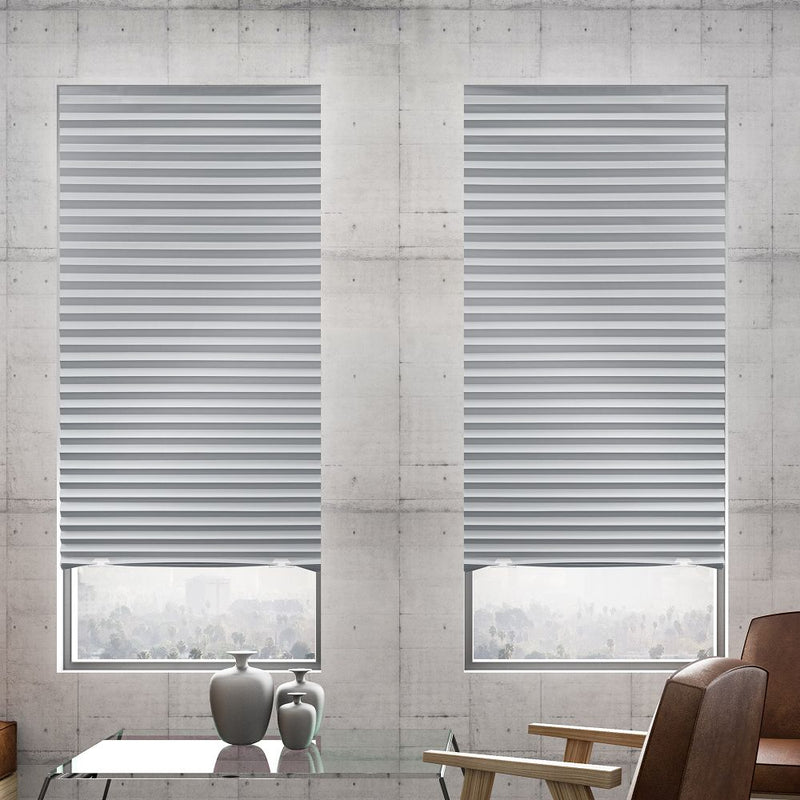 Cut-to-size Cordless Room-Darkening VINYL Temporary Pleated Shades_White_6 pks