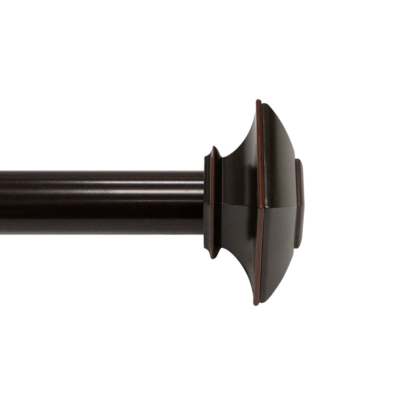 1" dia. Drapery Single Curtain Rod Set with Square Finials _Oil Rubbed Bronze
