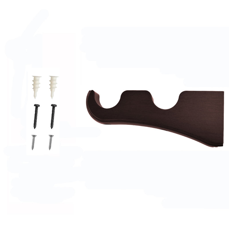 Wood Double Curtain Rod Bracket in White/Heritage Oak/Mahogany for 1-3/8 in. pole