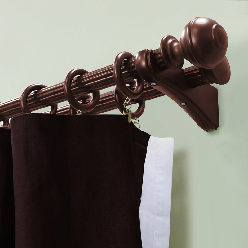 Wood Double Curtain Rod Bracket in White/Heritage Oak/Mahogany for 1-3/8 in. pole