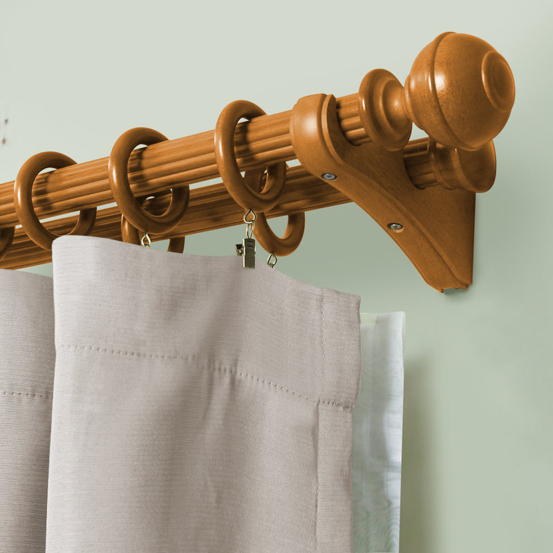 Wood Double Curtain Rod Bracket in White/Heritage Oak/Mahogany for 1-3/8 in. pole