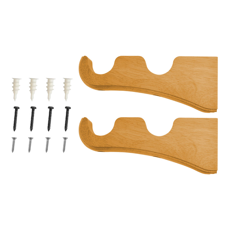 Wood Double Curtain Rod Bracket in White/Heritage Oak/Mahogany for 1-3/8 in. pole