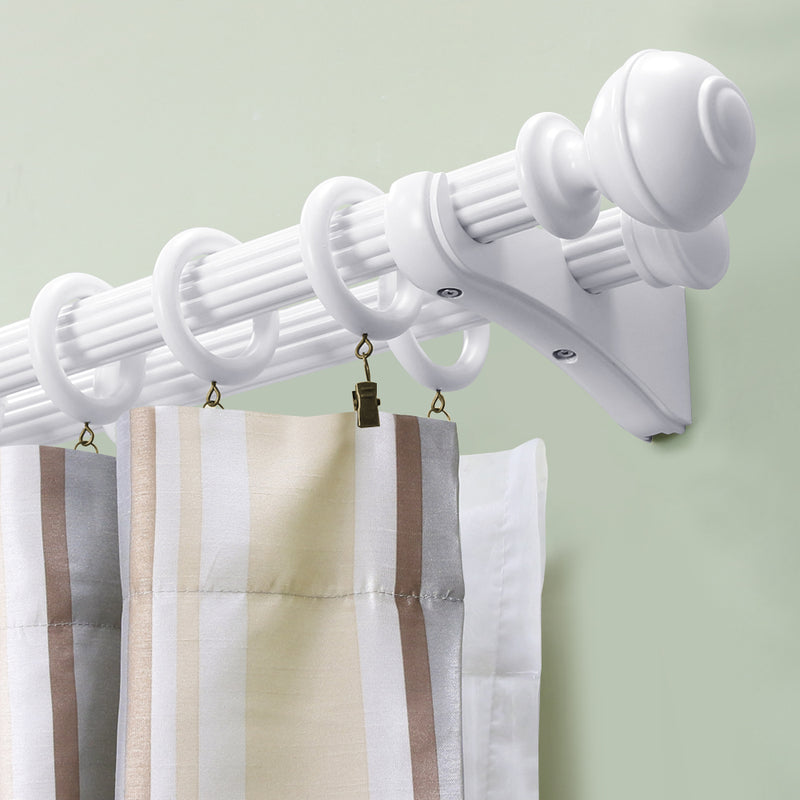 Wood Double Curtain Rod Bracket in White/Heritage Oak/Mahogany for 1-3/8 in. pole