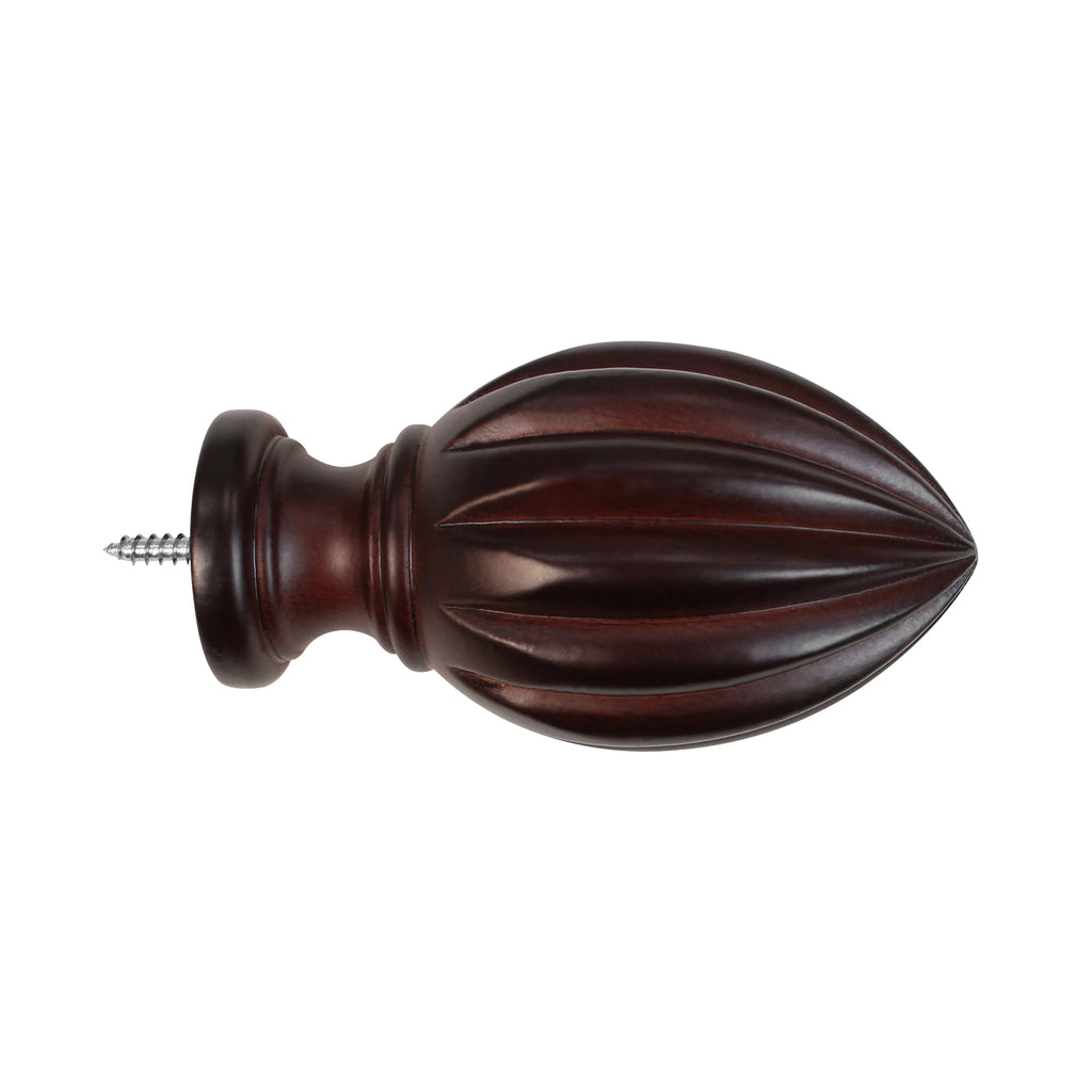 Wood Bullet Finials in White/Mahogany for 1-3/8 in. pole (2-Pack)