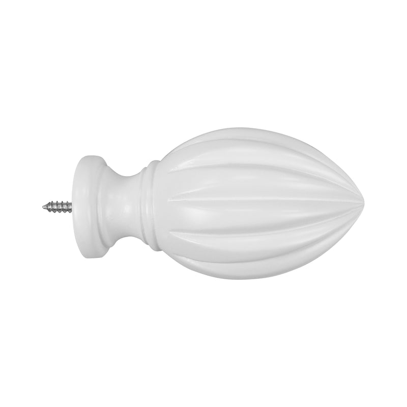 Wood Bullet Finials in White/Mahogany for 1-3/8 in. pole (2-Pack)